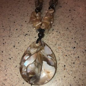 Stone and shell statement necklace